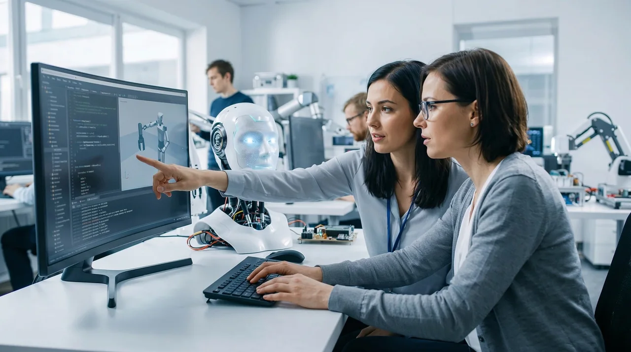 Illustration of a team exploring AI on a computer