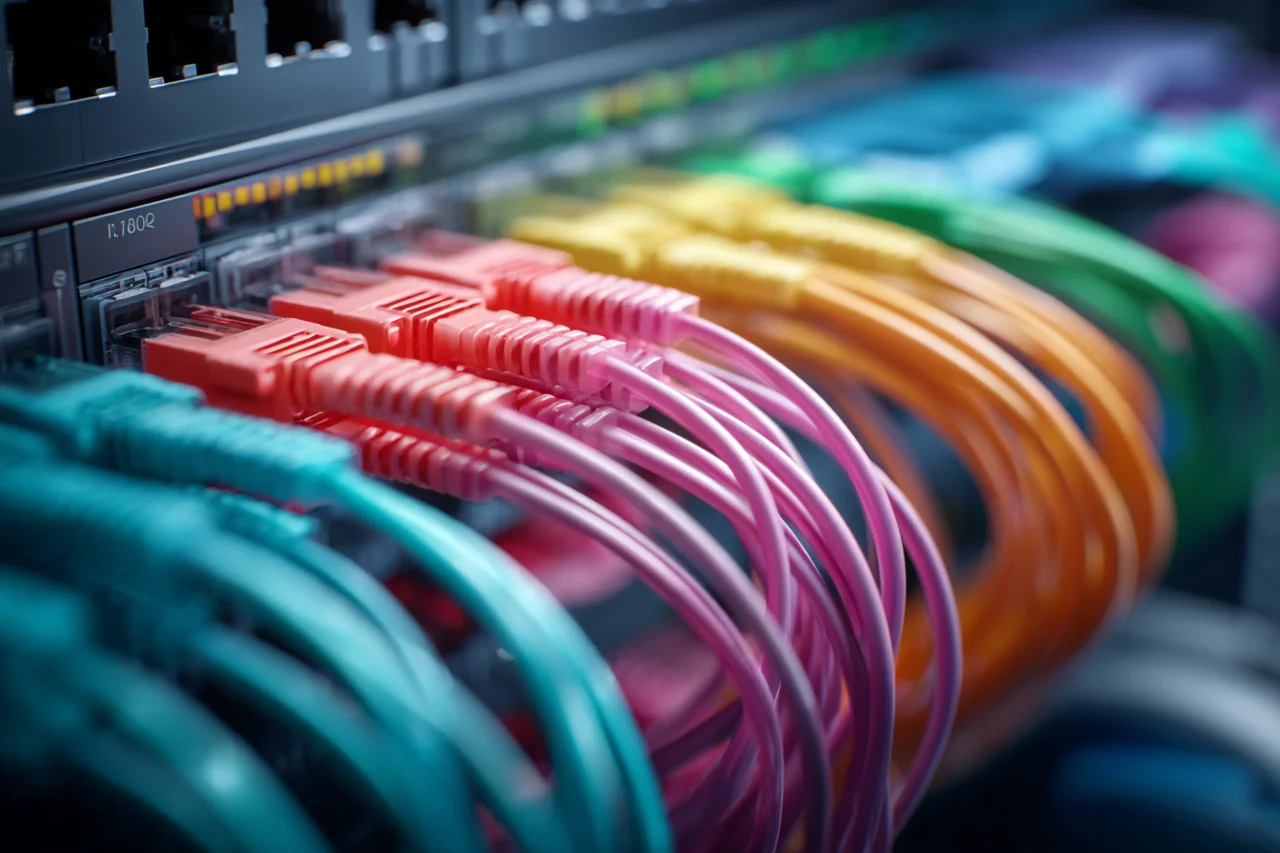 Illustrative close-up of network connections