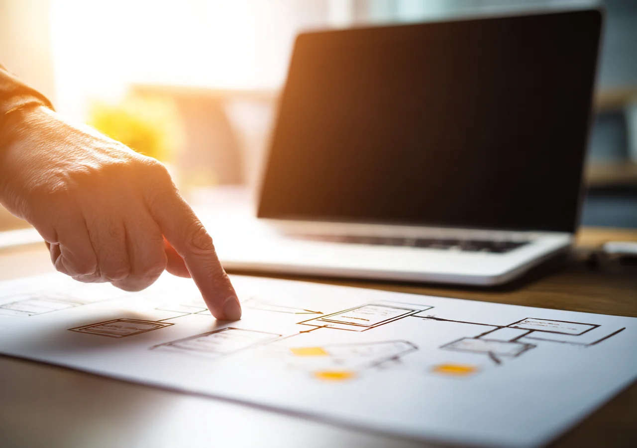 Illustration of a person reviewing business records