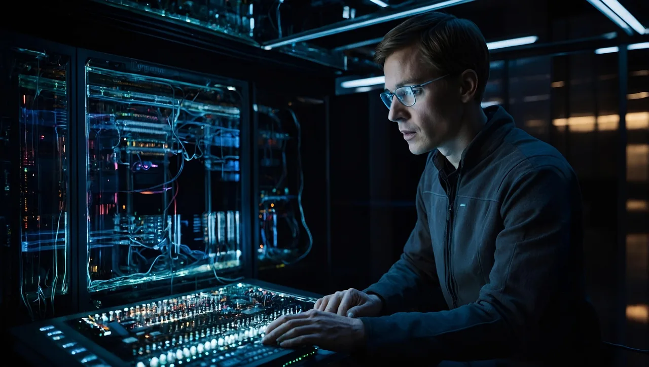 Illustration of a security analyst reviewing systems